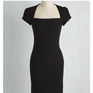ModCloth Lovely Day Little Black Dress LBD, Vintage Retro Square Neck